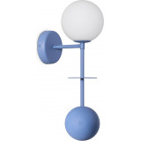 Oio white and blue glass sphere wall lamp with wood Ummo