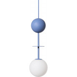 Lampa wisząca szklana kula z drewnem Oio 15cm biały / niebieski Ummo