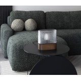 Flumina walnut wooden table lamp with ribbed shade Ummo
