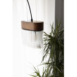 Flumina 20.5 cm walnut wooden pendant lamp with ribbed shade Ummo