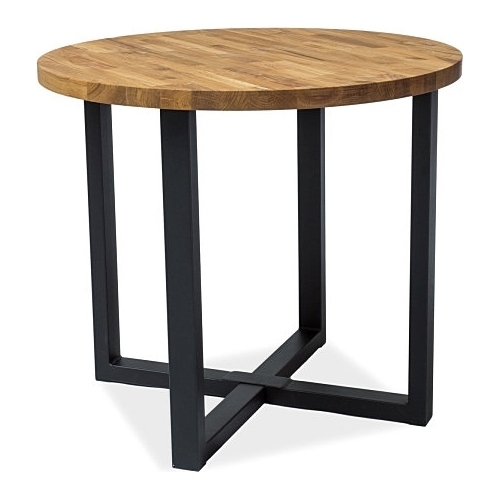 Rolf 90 oak&amp;black wooden round dining table Signal