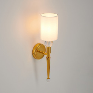Kinkiet z abażurem glamour Dama 52cm biało-złoty Step Into Design