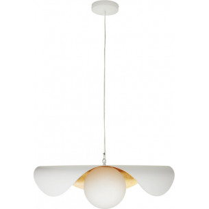 Lampa wisząca modern ze szklana kulą Enzo 80cm biało-złota Step Into Design
