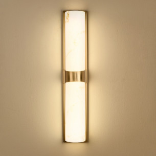 Kinkiet pionowy marmurowy Muro LED 66cm biały marmur / mosiądz Step Into Design