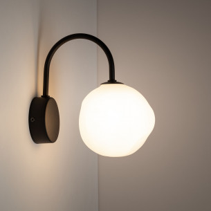 Kinkiet szklana kula Misty 15cm biały / czarny TK Lighting