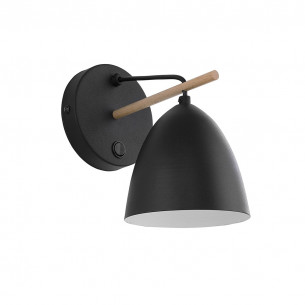 Kinkiet z włącznikiem loft Aida czarny z drewnem TK Lighting