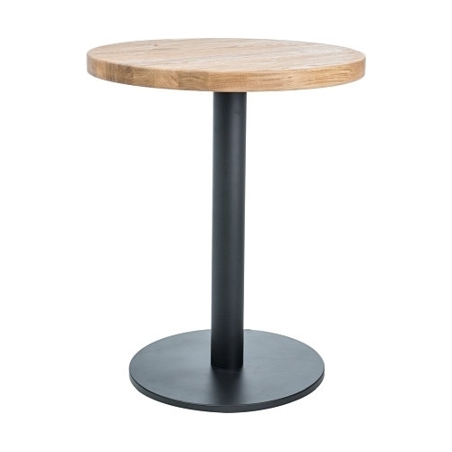 Puro II 80 black&amp;oak round wooden one leg dining table Signal