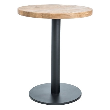 Puro II 80 black&amp;oak round wooden one leg dining table Signal