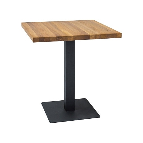 Puro Wood 80x80 black&amp;oak wooden one leg dining table Signal