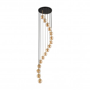 Żyrandol szklane kule Aurora Gold XVI 50cm H240cm bursztynowy TK Lighting