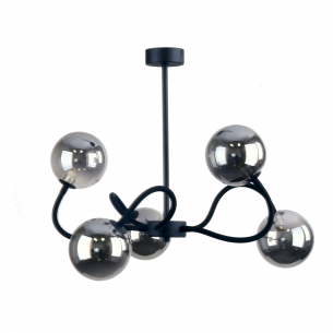 Lampa sufitowa 5 szklanych kul Bella V grafit lustrzany / czarny TK Lighting