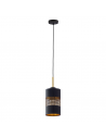 Lampa wisząca ażurowa tuba Bogart 14cm czarno-złota TK Lighting