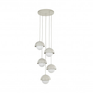 Lampa wisząca 5 punktowa ze szklanymi kulami Bono 32cm beż / biały TK Lighting