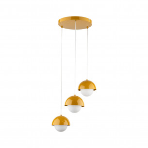 Lampa wisząca potrójna ze szklanymi kulami Bono Ochra 31,5cm żółty / biały TK Lighting