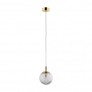 Lampa wisząca dekoracyjna szklana kula Cadix 14cm przeźroczysty / złoty TK Lighting