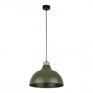 Lampa wisząca z drewnem Cap 34cm zielona TK Lighting
