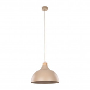 Lampa wisząca z drewnem Cap Sabia 34cm beżowo-krewmowa TK Lighting
