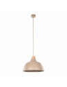 Lampa wisząca z drewnem Cap Sabia 34cm beżowo-krewmowa TK Lighting