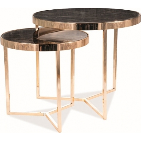 Delia II gold set of coffee tables with marble effect Signal
