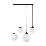 Lampa wisząca 4 szklane kule na listwie Esme 87cm biało-czarna TK Lighting