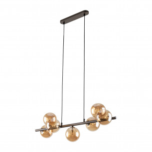 Lampa wisząca szklana 7 kul Estera 90cm bursztynowy / brąz TK Lighting
