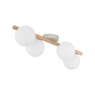 Plafon szklany 4 kule Estera biały / sosna TK Lighting