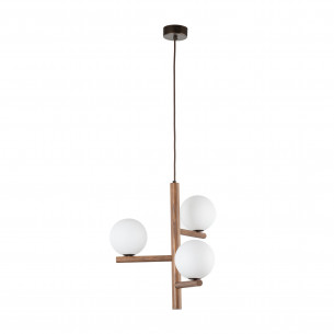 Lampa wisząca szklana 3 kule Estera 33cm biały / orzech TK Lighting