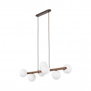 Lampa wisząca szklana 7 kul Estera 90cm biały / orzech TK Lighting
