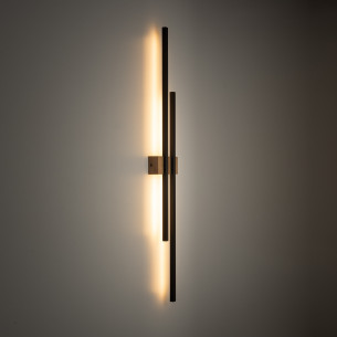 Kinkiet pionowy podwójny Flash LED 3000K 90cm czarny / sosna TK Lighting