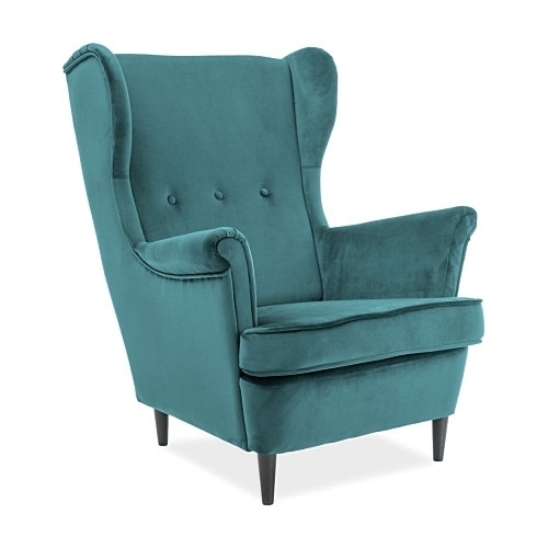Lord turquise velvet upholstered armchair Signal