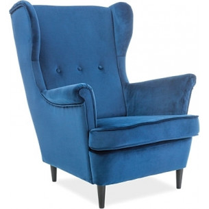 Lord navy blue velvet upholstered armchair Signal