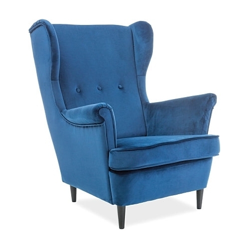 Lord navy blue velvet upholstered armchair Signal