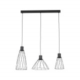 Lampa wisząca druciana potrójna na listwie Modesto 82cm czarna TK Lighting