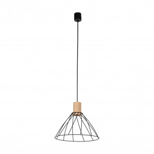 Lampa wisząca druciana Modesto Wood 29,5cm czarny / sosna TK Lighting