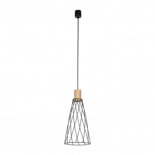 Lampa wisząca druciana Modesto Wood 19cm czarny / sosna TK Lighting