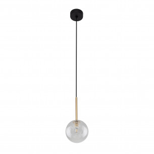 Lampa wisząca szklana kula Nilos 12cm przeźroczysty / złoty / czarny TK Lighting