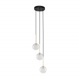 Lampa wisząca / żyrandol szklany 3 kule Nilos 25cm przeźroczysty / złoty / czarny TK Lighting