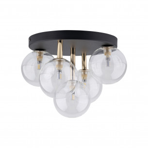 Plafon szklany 5 kul Nilos 35cm przeźroczysty / złoty / czarny TK Lighting