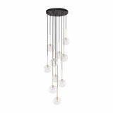 Lampa wisząca / żyrandol szklany 10 kul Nilos 42cm przeźroczysty / złoty / czarny TK Lighting