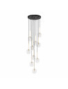 Lampa wisząca / żyrandol szklany 10 kul Nilos 42cm przeźroczysty / złoty / czarny TK Lighting