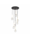Lampa wisząca / żyrandol szklany 7 kul Nilos 37cm przeźroczysty / złoty / czarny TK Lighting