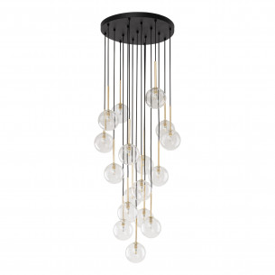 Lampa wisząca / żyrandol szklany 17 kul Nilos 52cm przeźroczysty / złoty / czarny TK Lighting
