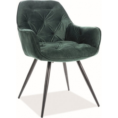 Cherry Velvet green quilted chair with armrests Signal