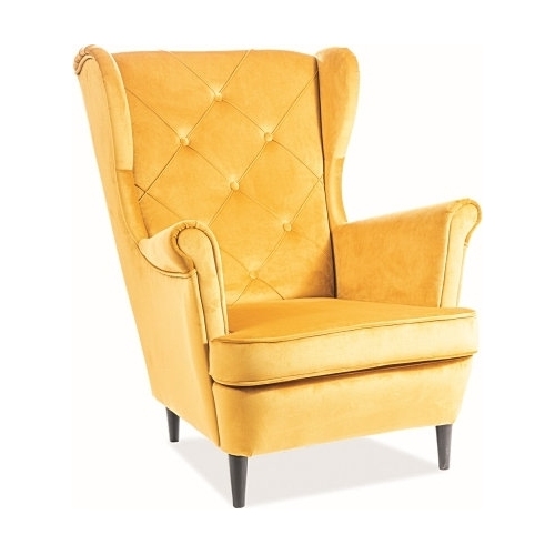 Lady curry velvet quilted upholstered armchair Signal
