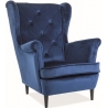 Lady navy blue velvet quilted upholstered armchair Signal