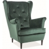 Lady green velvet quilted upholstered armchair Signal