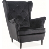 Lady black velvet quilted upholstered armchair Signal