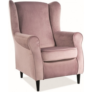 Baron pink velvet armchair with wooden legs Signal