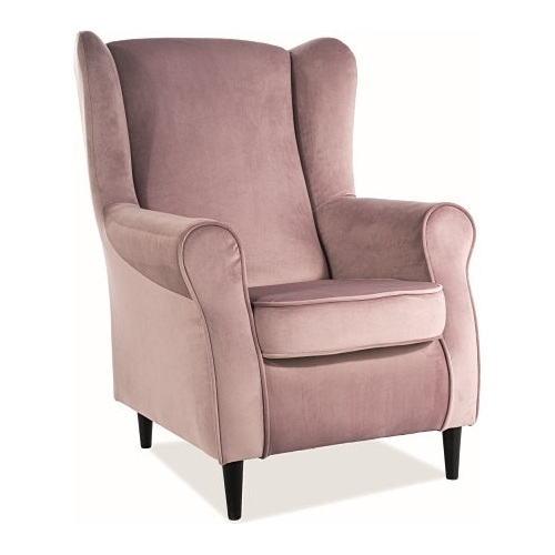 Baron pink velvet armchair with wooden legs Signal
