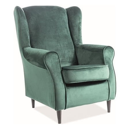 Baron green velvet armchair with wooden legs Signal